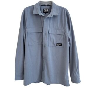 DR Essentials Mens Waffle Knit Button Up Shirt/Jacket Blue Long Sleeve Sz L NWOT